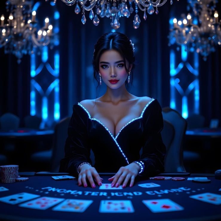 Visual atraktif permainan meja kasino dengan dealer dan aturan permainan transparan